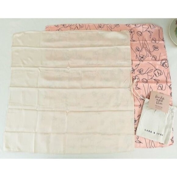 Lark & Ives Minimalist Womens Hair Scarf Bundle Set of Two Pink and Cream 20x20” - Picture 8 of 15